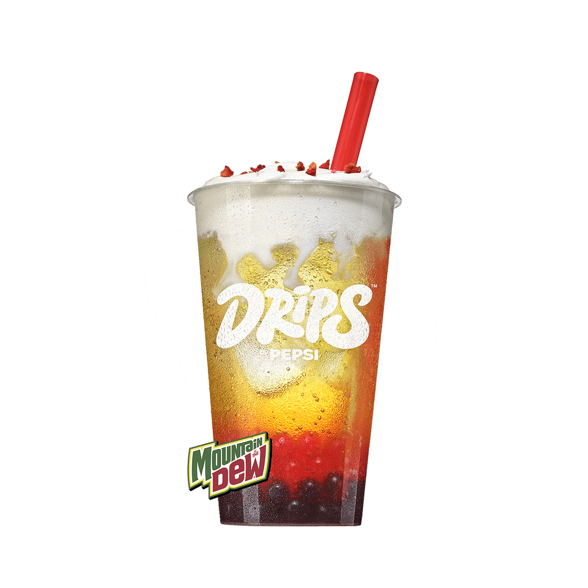 Mountain Dew Berry Deep presented in a glass