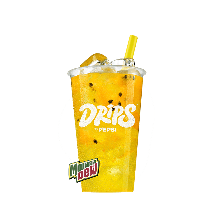 Mountain Dew Cool Caution presented in a glass