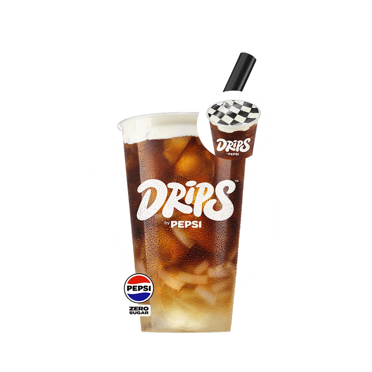 Pepsi Zero Sugar Photo Finish presented in a glass